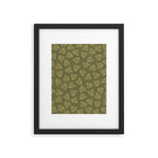 Olive Green Wispy Leaves Contemporary Abstract Pattern Framed Art Print Gallery Image 5