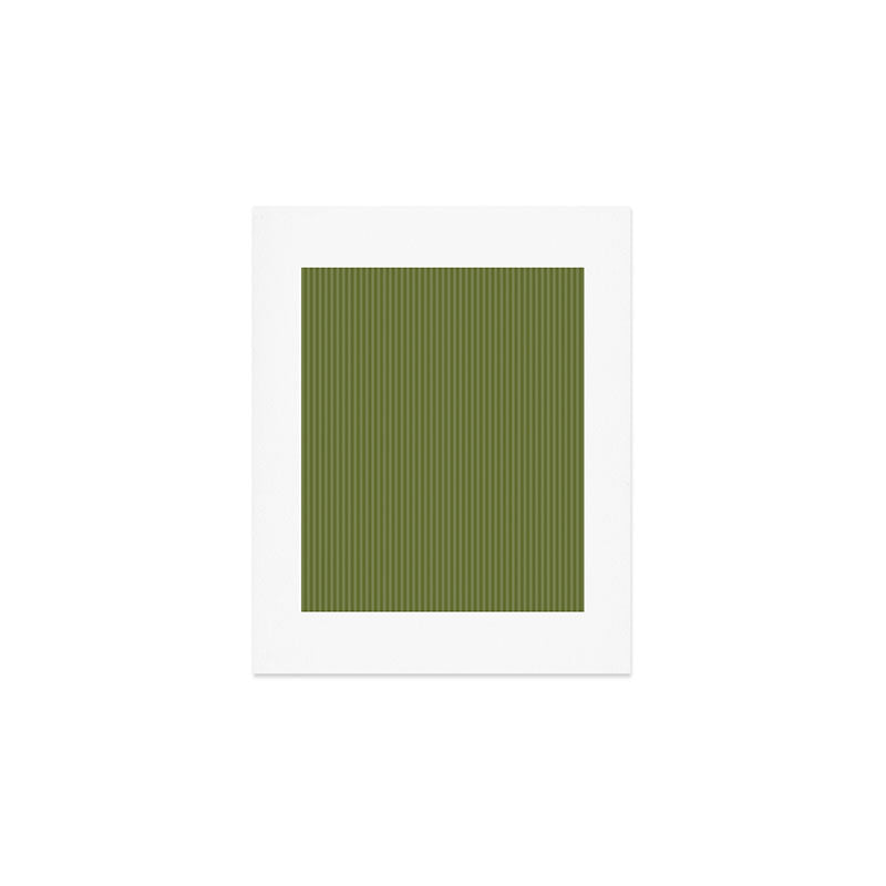 Olive Moss Vertical Stripes Rich Minimalist Pattern Art Print Gallery Image 1