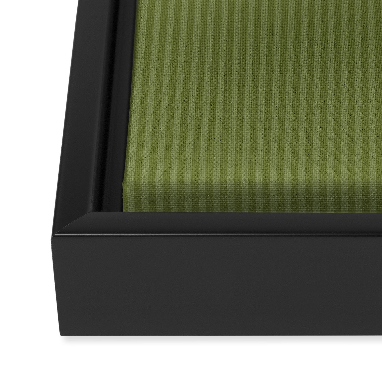 Olive Moss Vertical Stripes Rich Minimalist Pattern Framed Canvas Print Gallery Image 3