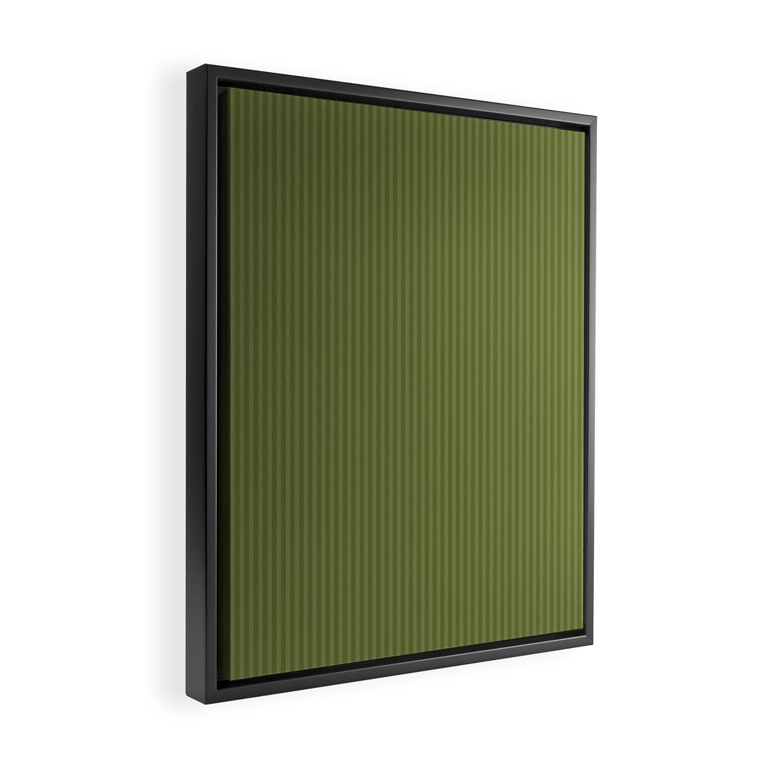Olive Moss Vertical Stripes Rich Minimalist Pattern Framed Canvas Print Gallery Image 2