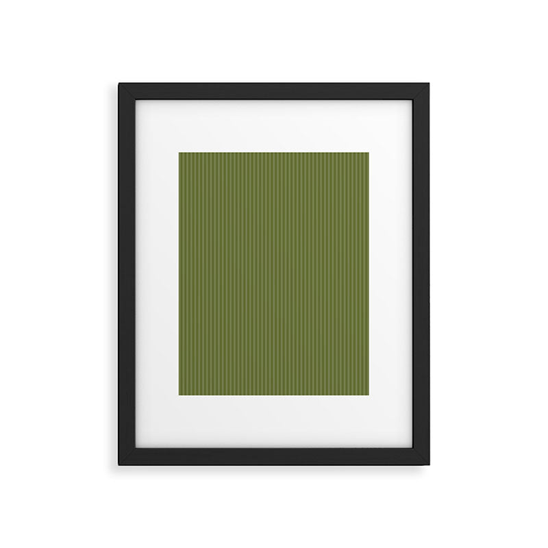 Olive Moss Vertical Stripes Rich Minimalist Pattern Framed Art Print Gallery Image 5