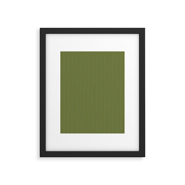 Olive Moss Vertical Stripes Rich Minimalist Pattern Framed Art Print Gallery Image 1