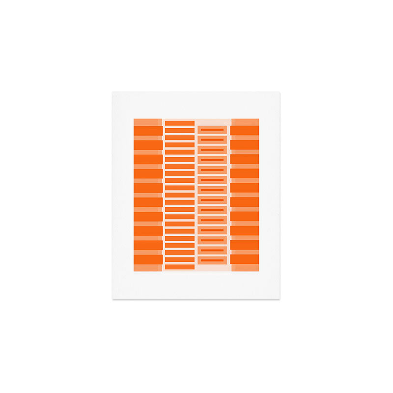 Orange Geometric Block Stripes Pattern Art Print Gallery Image 1