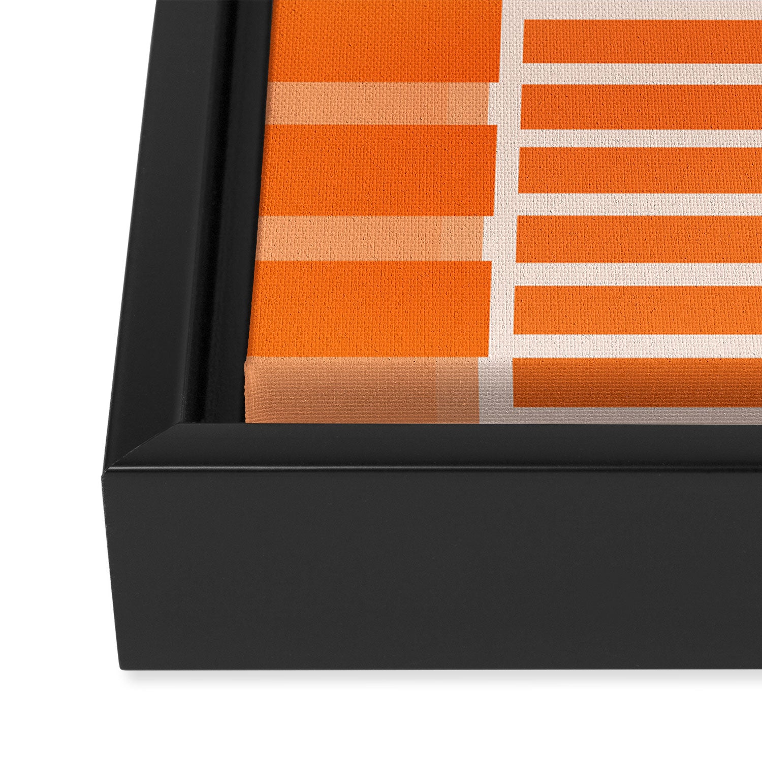 Orange Geometric Block Stripes Pattern Framed Canvas Print Gallery Image 3