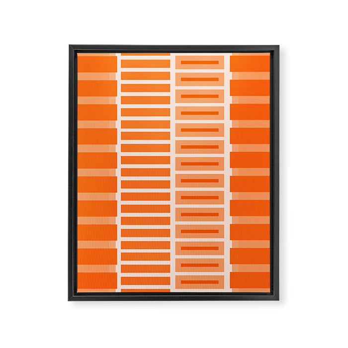 Orange Geometric Block Stripes Pattern Framed Canvas Print Gallery Image 1