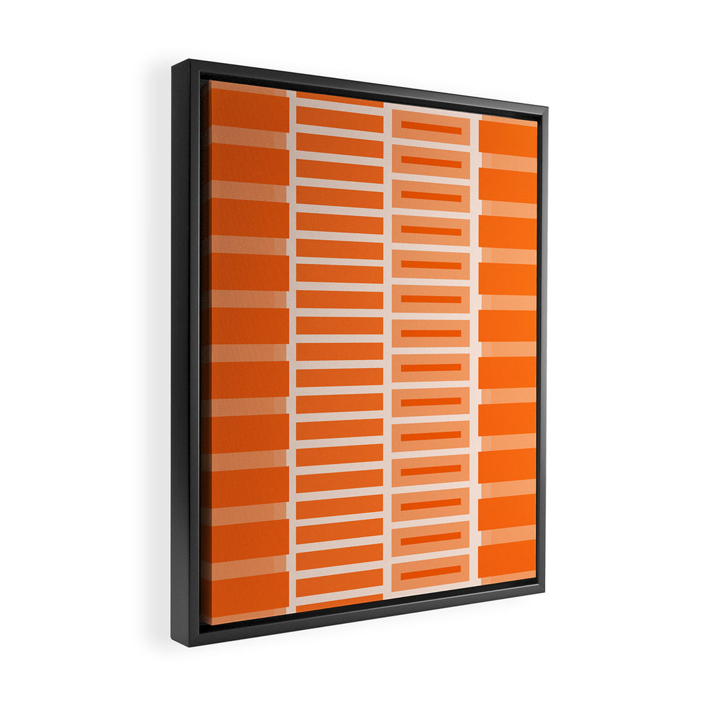 Orange Geometric Block Stripes Pattern Framed Canvas Print Gallery Image 2