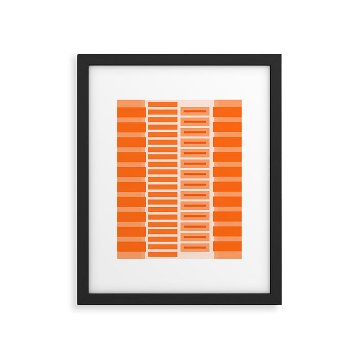 Orange Geometric Block Stripes Pattern Framed Art Print Gallery Image 1