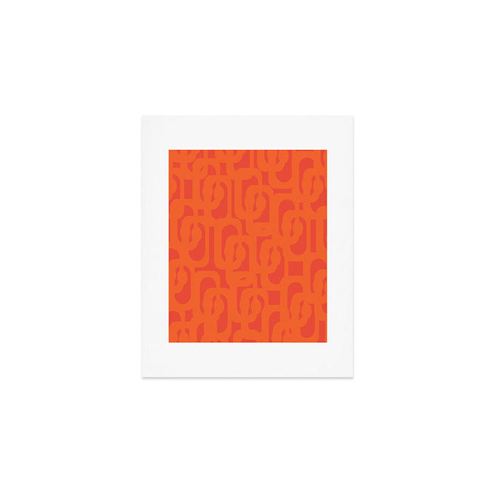 Orange Mid Century Modern Loop Pattern  Art Print Gallery Image 1