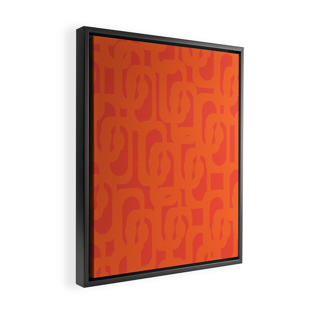 Orange Mid Century Modern Loop Pattern  Framed Canvas Print Gallery Image 2