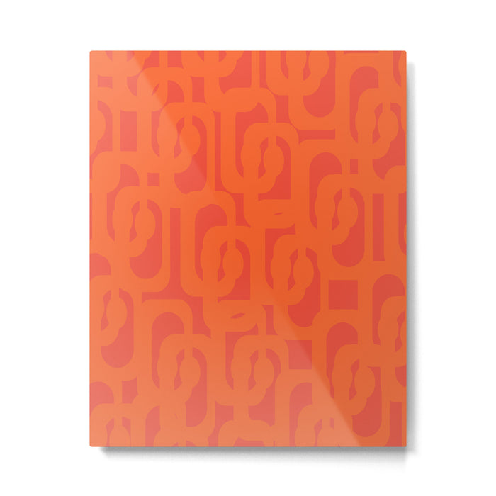 Orange Mid Century Modern Loop Pattern  Metal Print Gallery Image 1