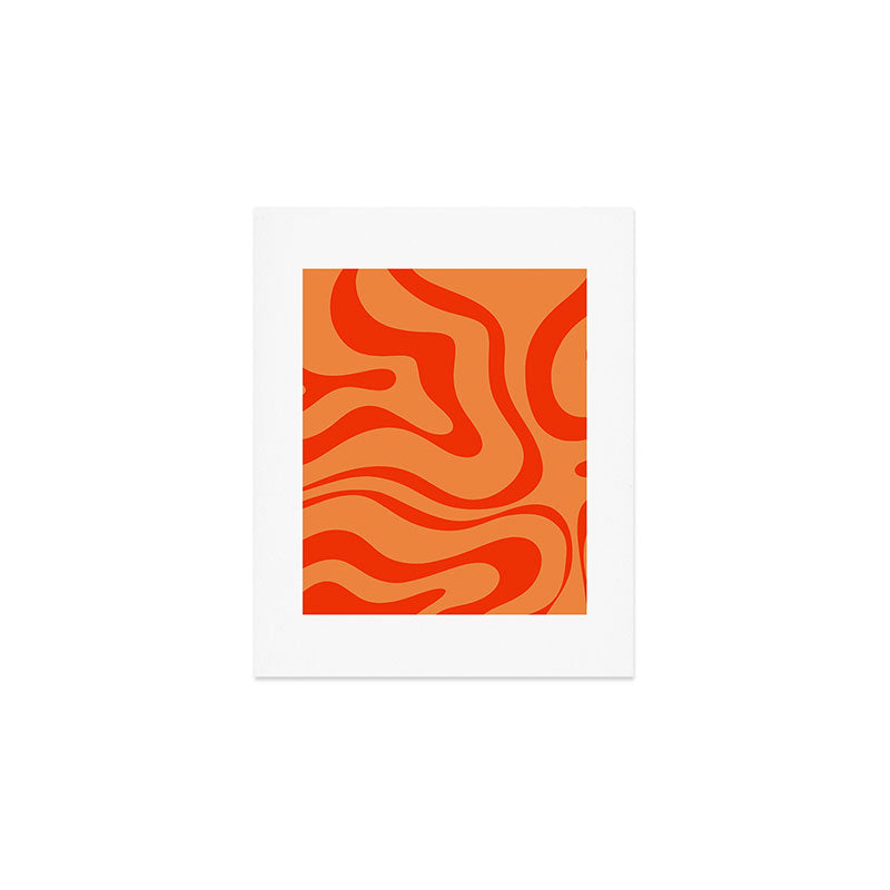 Orange Orange Modern Retro Liquid Swirl Abstract Pattern Art Print Gallery Image 1
