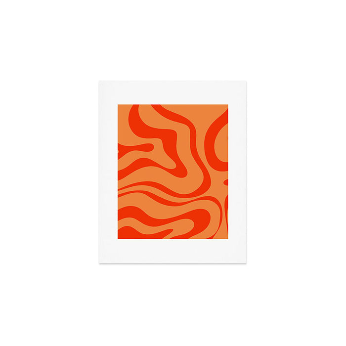 Orange Orange Modern Retro Liquid Swirl Abstract Pattern Art Print Gallery Image 1