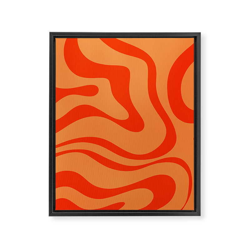 Orange Orange Modern Retro Liquid Swirl Abstract Pattern Framed Canvas Print Gallery Image 8