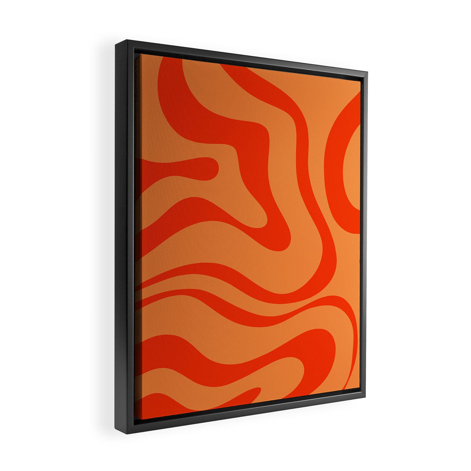 Orange Orange Modern Retro Liquid Swirl Abstract Pattern Framed Canvas Print Gallery Image 2