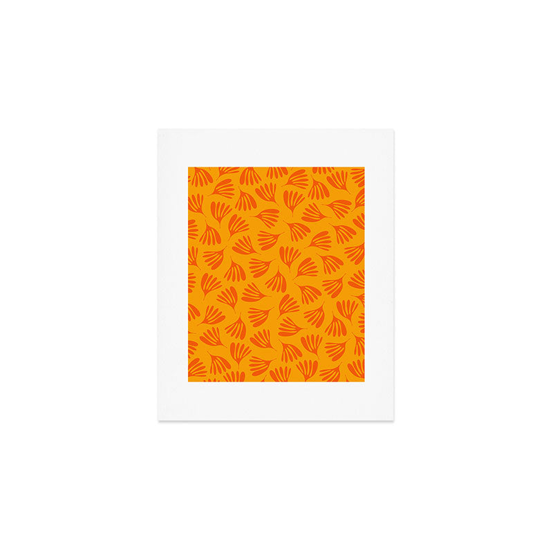 Orange Toned Wispy Leaves Contemporary Abstract Pattern Art Print Gallery Image 1