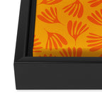 Orange Toned Wispy Leaves Contemporary Abstract Pattern Framed Canvas Print Gallery Image 3