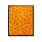 Orange Toned Wispy Leaves Contemporary Abstract Pattern Framed Canvas Print Gallery Image 6
