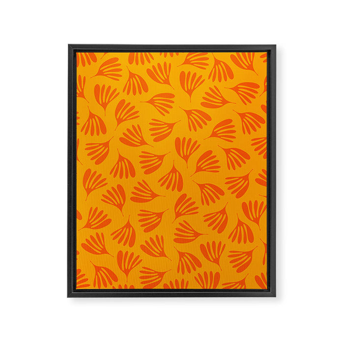 Orange Toned Wispy Leaves Contemporary Abstract Pattern Framed Canvas Print Gallery Image 1