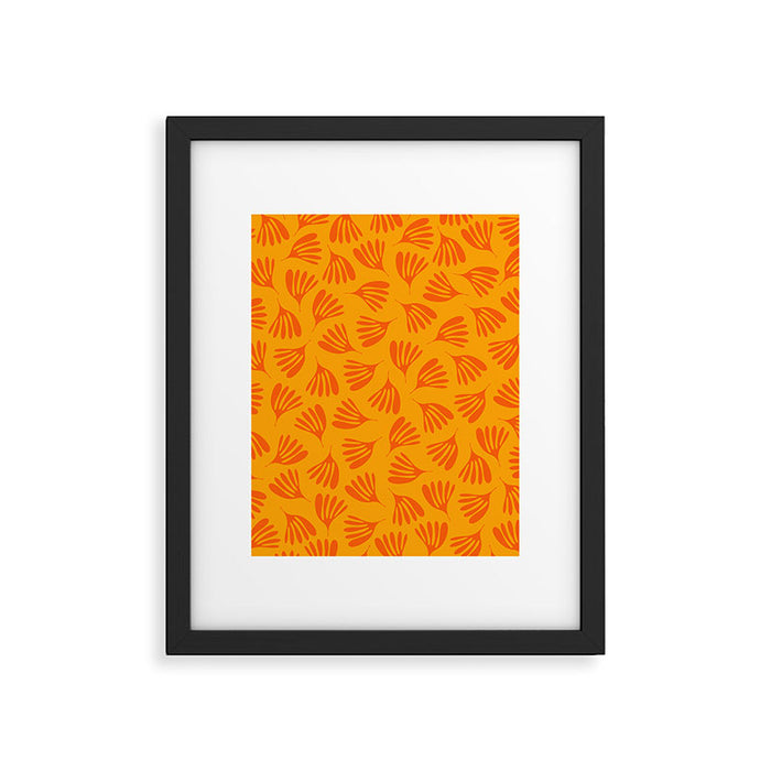 Orange Toned Wispy Leaves Contemporary Abstract Pattern Framed Art Print Gallery Image 1
