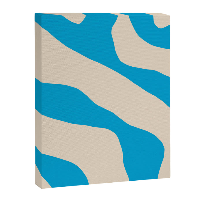 Organic Forms Minimal Abstract Blue and Beige Pattern Canvas Print Gallery Image 1