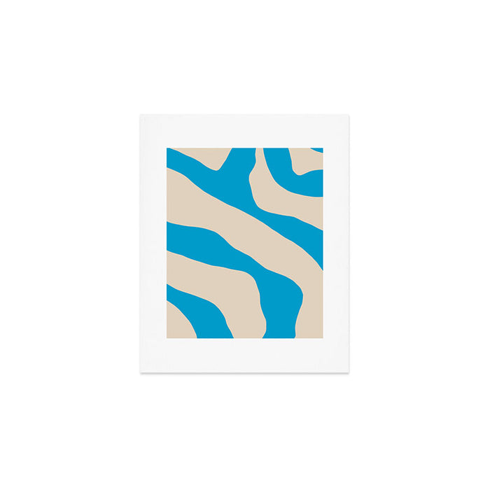 Organic Forms Minimal Abstract Blue and Beige Pattern Art Print Gallery Image 1