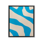 Organic Forms Minimal Abstract Blue and Beige Pattern Framed Canvas Print Gallery Image 8