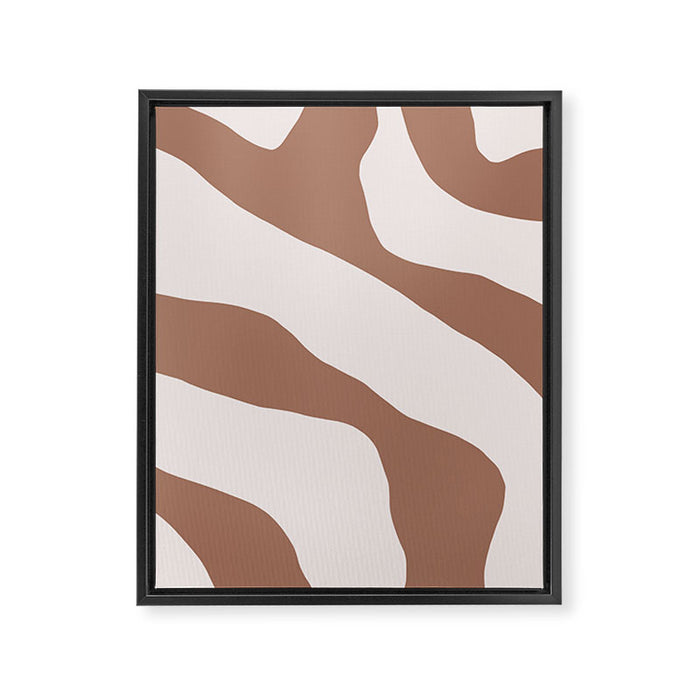 Organic Forms Retro Contemporary Modern Minimalist Abstract Pattern in Mocha Brown Framed Canvas Print Gallery Image 1