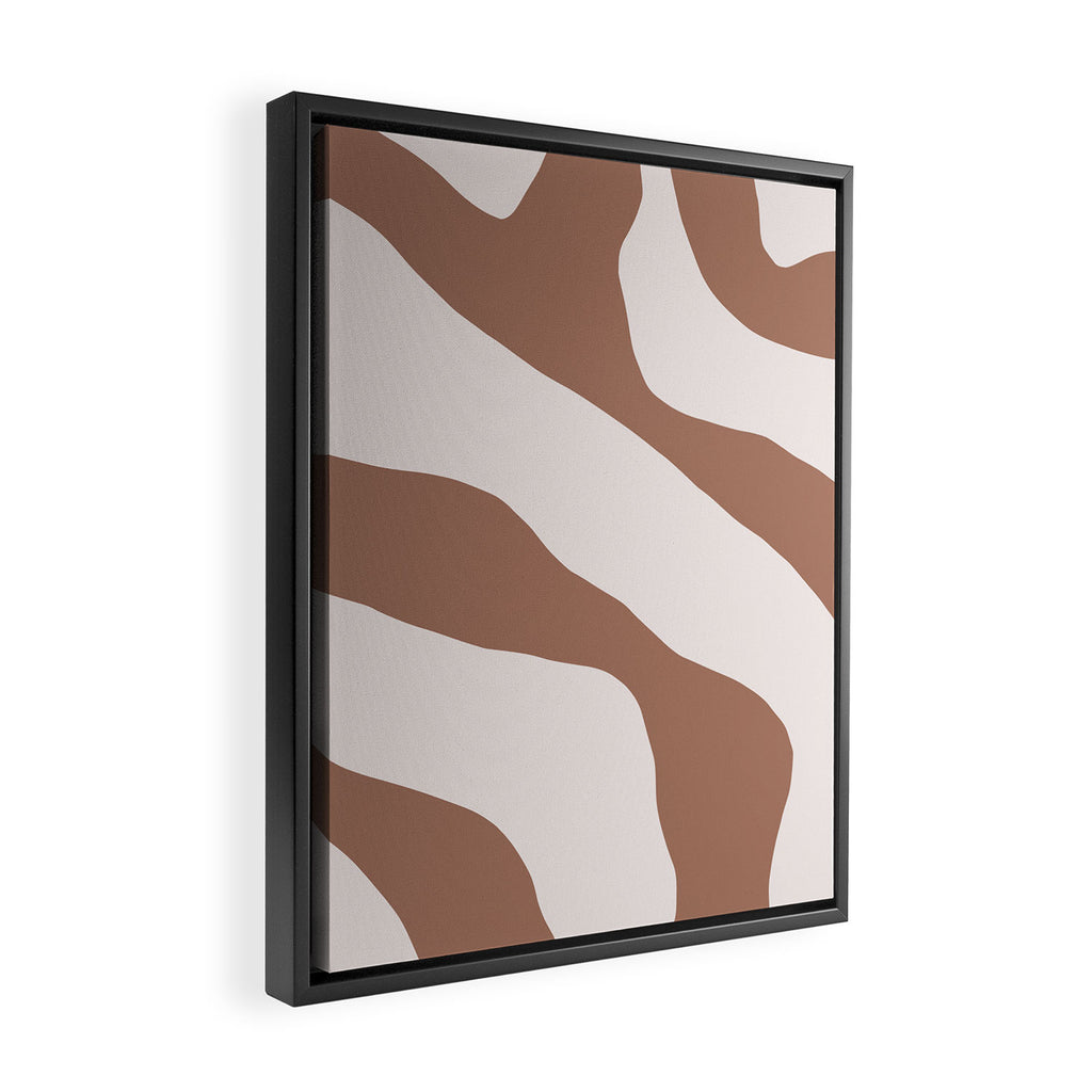 Organic Forms Retro Contemporary Modern Minimalist Abstract Pattern in Mocha Brown Framed Canvas Print Gallery Image 2