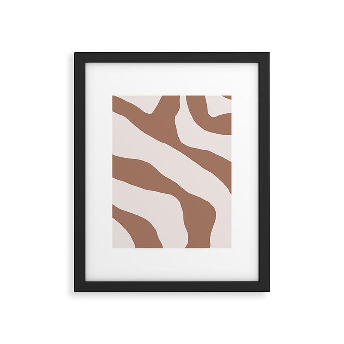 Organic Forms Retro Contemporary Modern Minimalist Abstract Pattern in Mocha Brown Framed Art Print Gallery Image 1