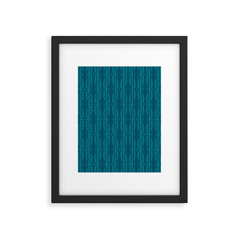 Organic Geometrics Pattern in Moroccan Blue Teal Tones Framed Art Print Gallery Image 6