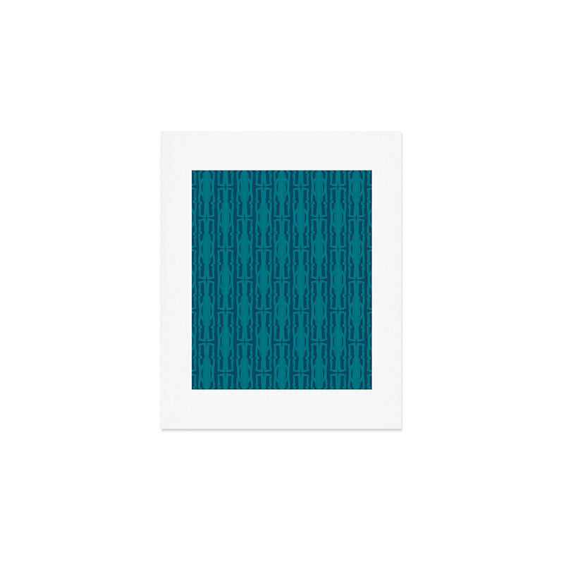 Organic Geometrics Pattern in Moroccan Teal Blue Tones Art Print Gallery Image 1