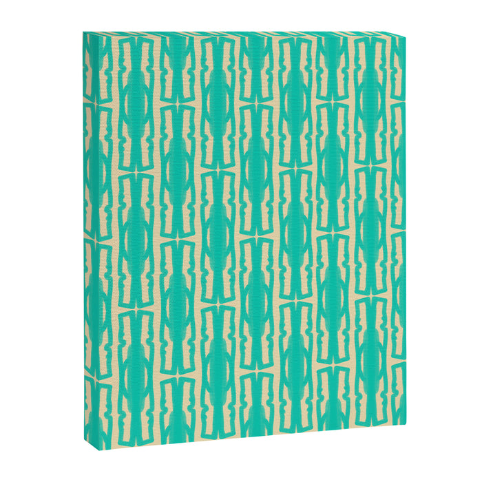 Organic Geometrics Pattern in Turquoise and Beige Canvas Print Gallery Image 1