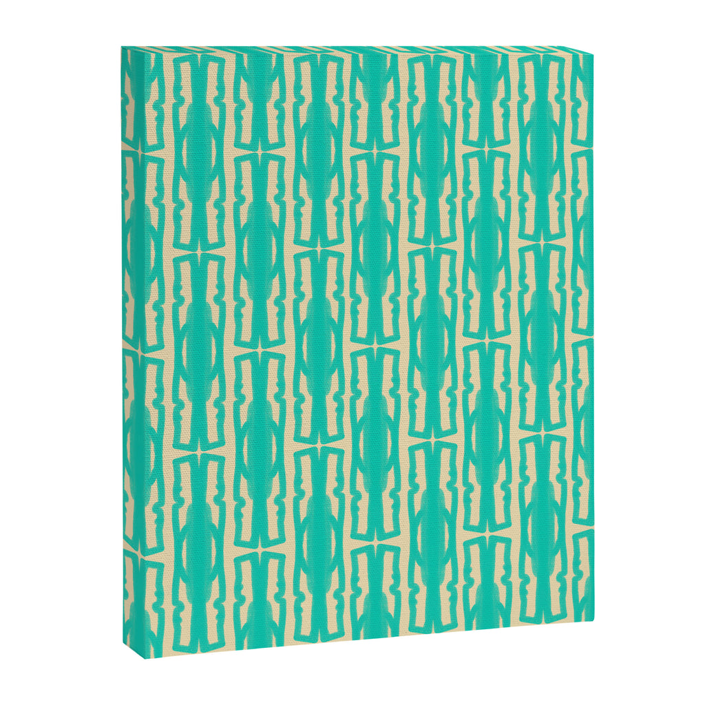 Organic Geometrics Pattern in Turquoise and Beige Canvas Print Gallery Image 8