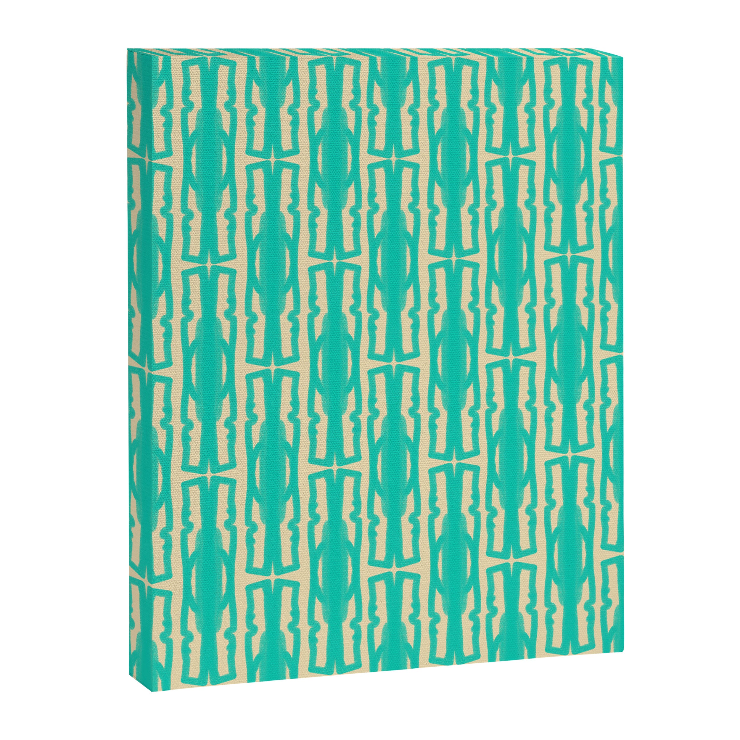 Organic Geometrics Pattern in Turquoise and Beige Canvas Print Gallery Image 8