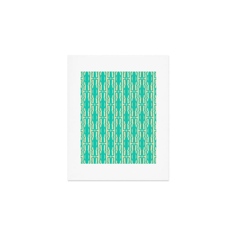 Organic Geometrics Pattern in Turquoise and Beige Art Print Gallery Image 1