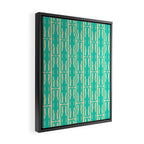 Organic Geometrics Pattern in Turquoise and Beige Framed Canvas Print Gallery Image 2