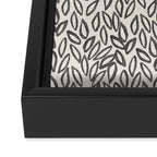 Organic Leaves Abstract Pattern in Charcoal Gray and Cream Framed Canvas Print Gallery Image 3