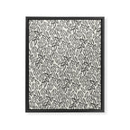 Organic Leaves Abstract Pattern in Charcoal Gray and Cream Framed Canvas Print Gallery Image 6
