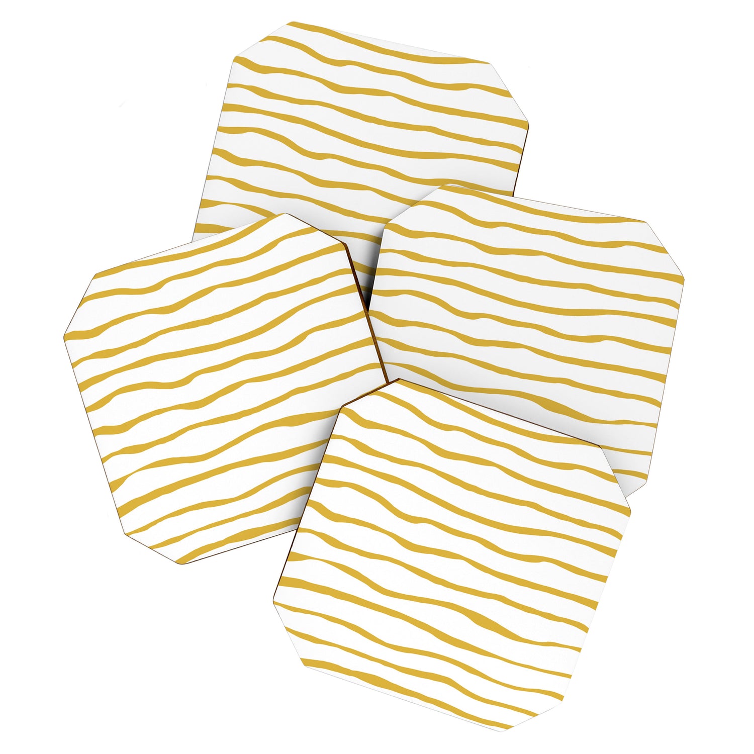 Organic Paper Stripes in Light Mustard and White Coaster Gallery Image 1