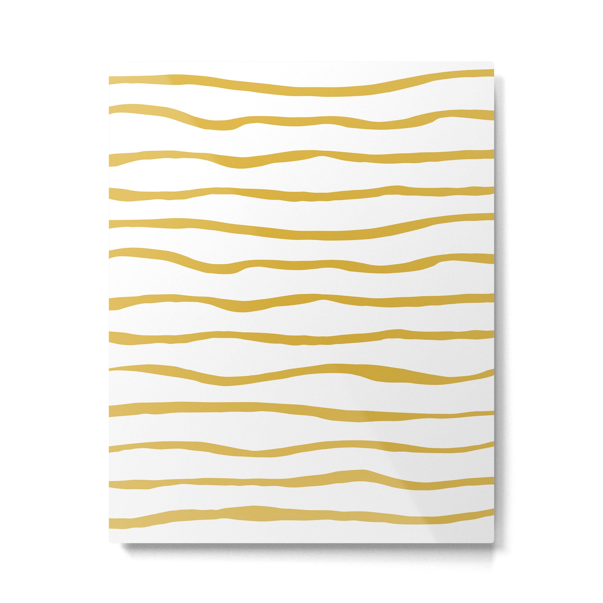Organic Paper Stripes in Light Mustard and White Metal Print Gallery Image 6