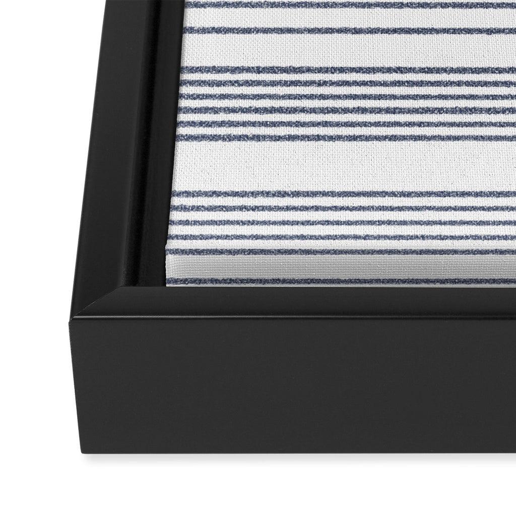 Organic Stripes in Navy Blue and White Framed Canvas Print Gallery Image 3