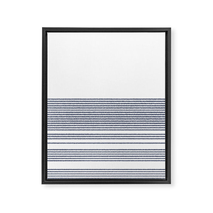 Organic Stripes in Navy Blue and White Framed Canvas Print Gallery Image 1