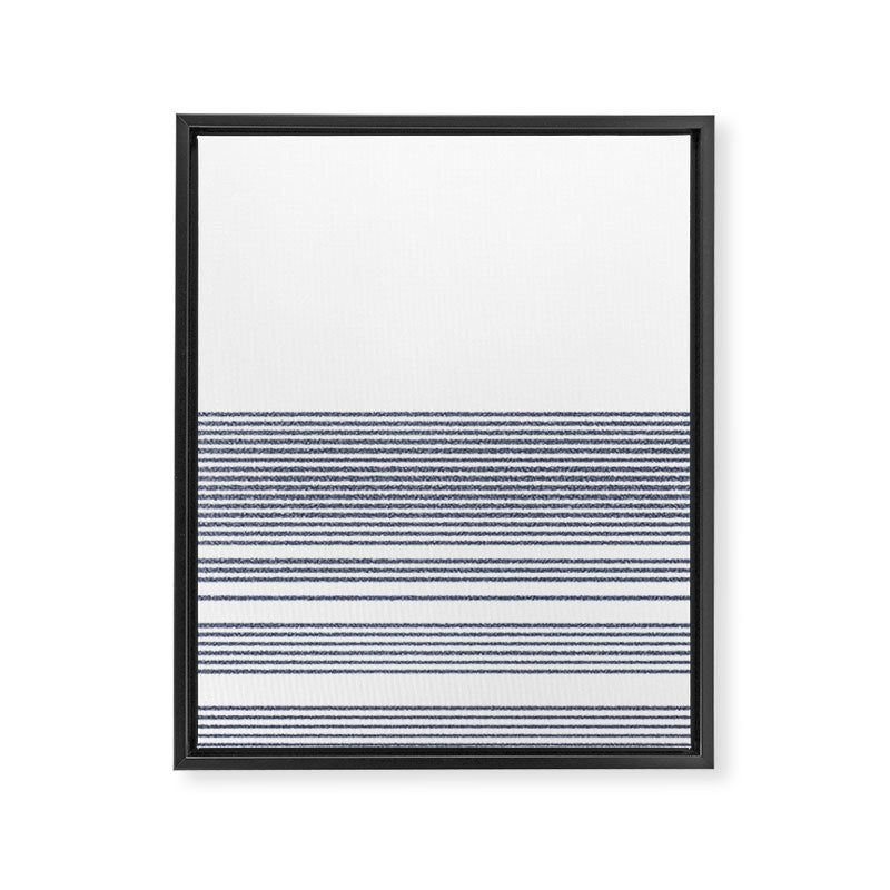 Organic Stripes in Navy Blue and White Framed Canvas Print Gallery Image 8