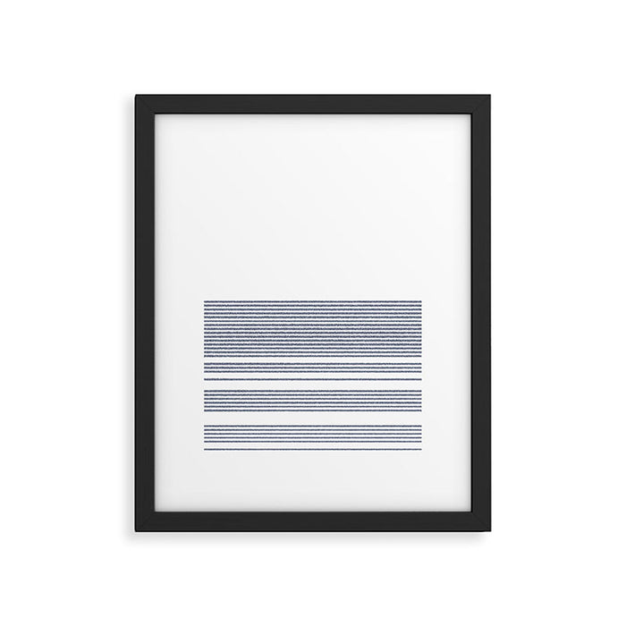 Organic Stripes in Navy Blue and White Framed Art Print Gallery Image 1