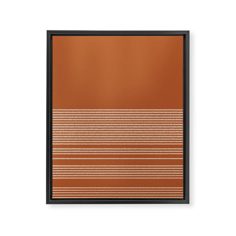 Organic Stripes in Putty and Clay Terracotta Rust Framed Canvas Print Gallery Image 8