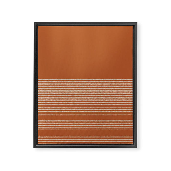 Organic Stripes in Putty and Clay Terracotta Rust Framed Canvas Print Gallery Image 1