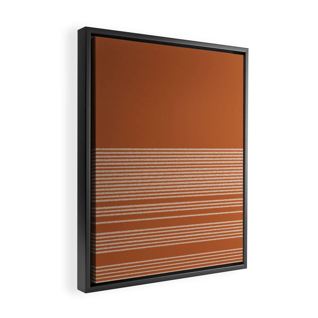 Organic Stripes in Putty and Clay Terracotta Rust Framed Canvas Print Gallery Image 2