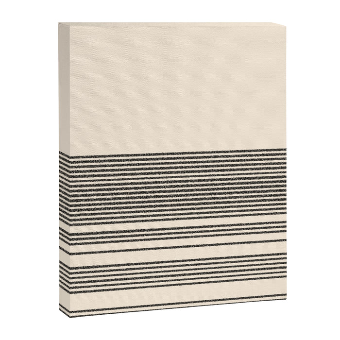 Organic Stripes - Minimalist Textured Line Pattern in Black and Almond Cream Canvas Print Gallery Image 1