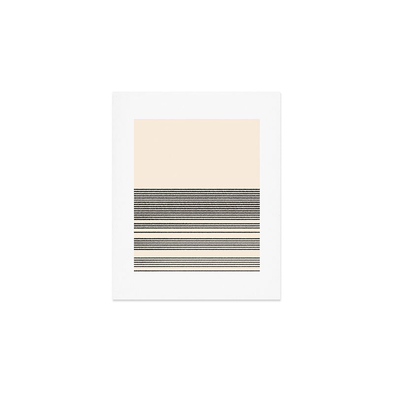 Organic Stripes - Minimalist Textured Line Pattern in Black and Almond Cream Art Print Gallery Image 1
