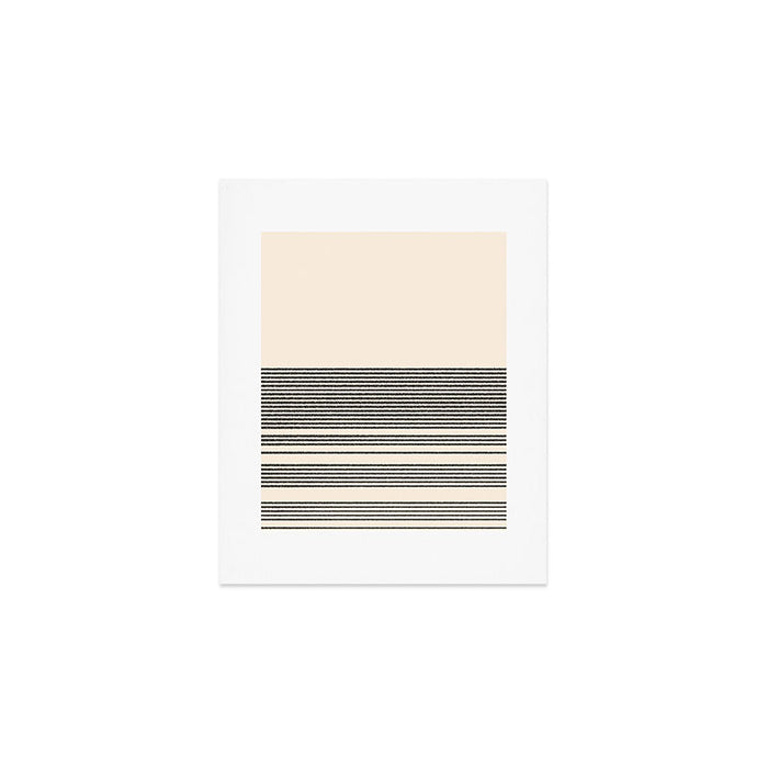 Organic Stripes - Minimalist Textured Line Pattern in Black and Almond Cream Art Print Gallery Image 1